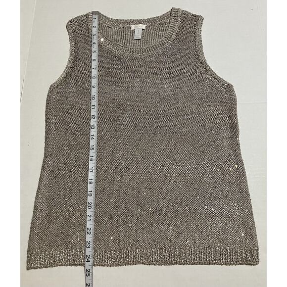 Womens Chicos Special Occasion Cardigan Sweater Tank Top Sequins Taupe Sz 1 - Picture 12 of 16